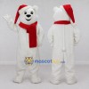 Custom White and Red Christmas Polar Bear Mascot Costume Adult Full Body Suit for Holiday Events
