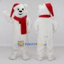 Custom White and Red Christmas Polar Bear Mascot Costume Adult Full Body Suit for Holiday Events