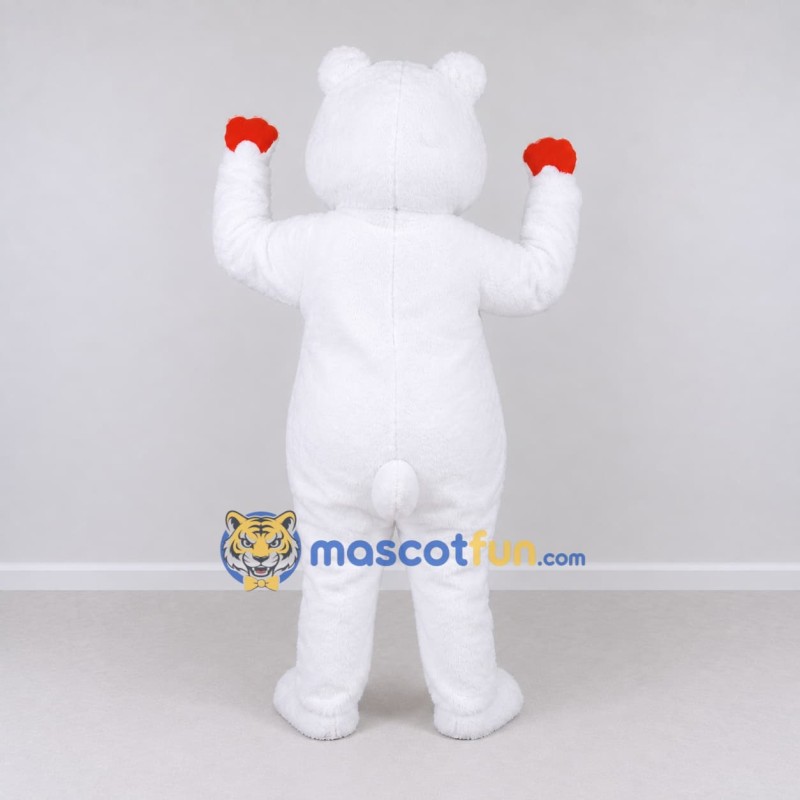 Custom White and Red Bear with Heart Mascot Costume Adult Full Body Suit for Valentine's Events Custom White and Red Bear with Heart Mascot Costume Adult Full Body Suit for Valentine's Events