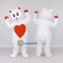 Custom White and Red Bear with Heart Mascot Costume Adult Full Body Suit for Valentine's Events