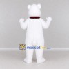 Custom White and Red Polar Bear with Plaid Scarf Mascot Costume Adult Full Body Suit for Winter Events Custom White and Red Polar Bear with Plaid Scarf Mascot Costume Adult Full Body Suit for Winter Events