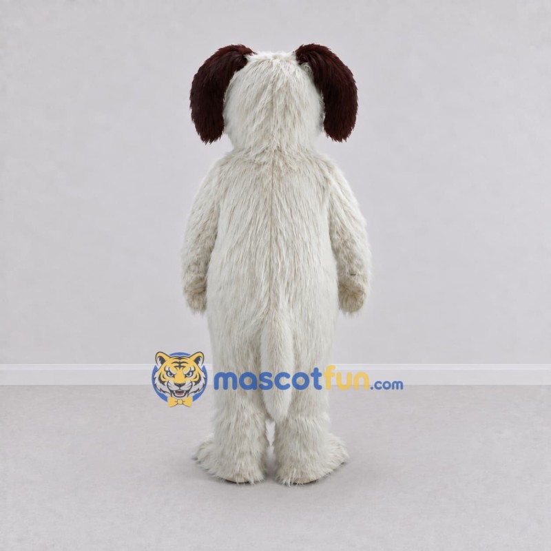 Custom White and Brown Shaggy Dog Mascot Costume Adult Full Body Suit for Pet Events Custom White and Brown Shaggy Dog Mascot Costume Adult Full Body Suit for Pet Events