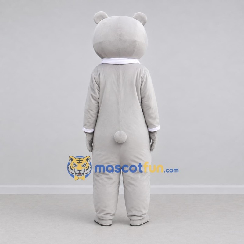 Custom Gray and White Bear with Scarf Mascot Costume Adult Full Body Suit for Children's Events