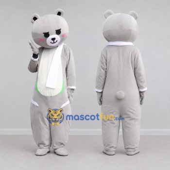 Custom Gray and White Bear with Scarf Mascot Costume Adult Full Body Suit for Children's Events
