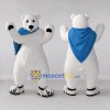 Custom White and Blue Polar Bear with Cape Mascot Costume Adult Full Body Suit for Winter Events Custom White and Blue Polar Bear with Cape Mascot Costume Adult Full Body Suit for Winter Events
