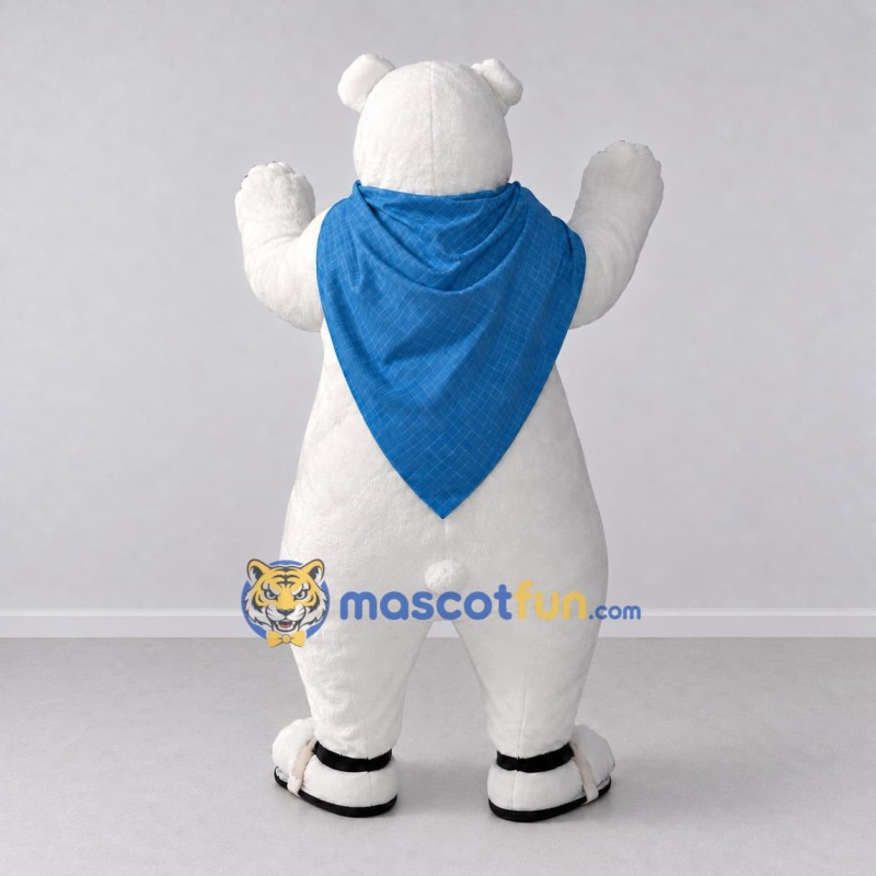 Custom White and Blue Polar Bear with Cape Mascot Costume Adult Full Body Suit for Winter Events Custom White and Blue Polar Bear with Cape Mascot Costume Adult Full Body Suit for Winter Events
