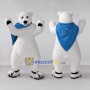Custom White and Blue Polar Bear with Cape Mascot Costume Adult Full Body Suit for Winter Events