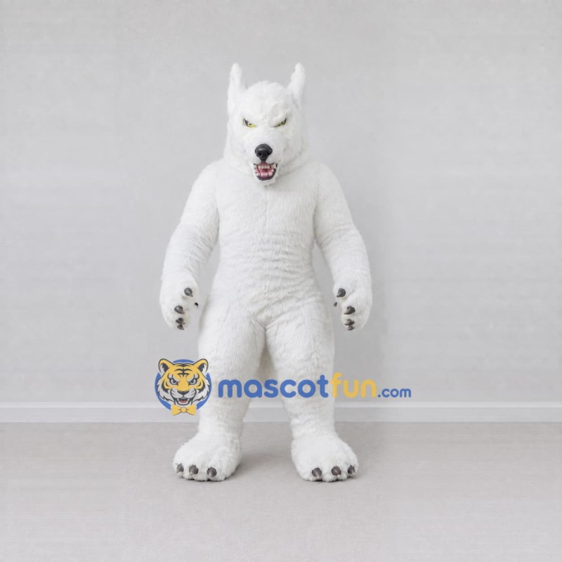 Custom White Wolf Mascot Costume Adult Full Body Suit for Sports Events Custom White Wolf Mascot Costume Adult Full Body Suit for Sports Events