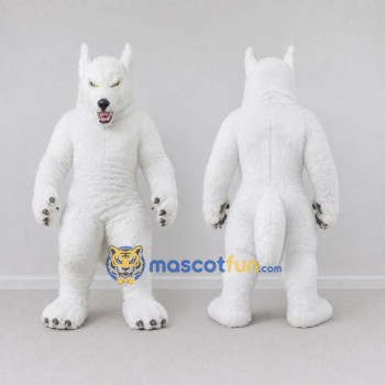 Custom White Wolf Mascot Costume Adult Full Body Suit for Sports Events