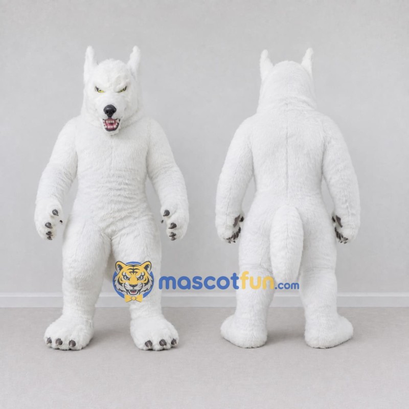 Custom White Wolf Mascot Costume Adult Full Body Suit for Sports Events Custom White Wolf Mascot Costume Adult Full Body Suit for Sports Events