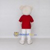 Custom White and Red Teddy Bear in T-Shirt Mascot Costume Adult Full Body Suit for Children's Events Custom White and Red Teddy Bear in T-Shirt Mascot Costume Adult Full Body Suit for Children's Events
