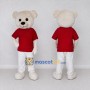 Custom White and Red Teddy Bear in T-Shirt Mascot Costume Adult Full Body Suit for Children's Events