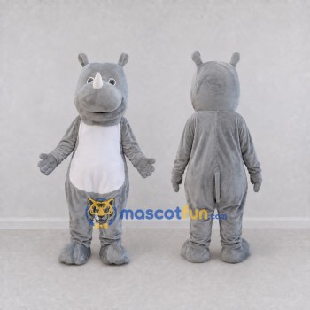 Custom Gray and White Rhinoceros Mascot Costume Adult Full Body Suit for Wildlife Events