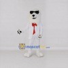Custom White and Red Polar Bear in Suit Mascot Costume Adult Full Body Suit for Party Events Custom White and Red Polar Bear in Suit Mascot Costume Adult Full Body Suit for Party Events