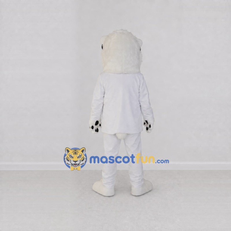 Custom White and Red Polar Bear in Suit Mascot Costume Adult Full Body Suit for Party Events Custom White and Red Polar Bear in Suit Mascot Costume Adult Full Body Suit for Party Events
