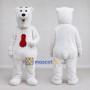 Custom White and Red Polar Bear with Pendant Mascot Costume Adult Full Body Suit for Winter Events