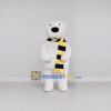 Custom White Blue and Yellow Polar Bear with Scarf Mascot Costume Adult Full Body Suit for Winter Events Custom White Blue and Yellow Polar Bear with Scarf Mascot Costume Adult Full Body Suit for Winter Events