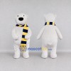 Custom White Blue and Yellow Polar Bear with Scarf Mascot Costume Adult Full Body Suit for Winter Events Custom White Blue and Yellow Polar Bear with Scarf Mascot Costume Adult Full Body Suit for Winter Events