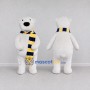 Custom White Blue and Yellow Polar Bear with Scarf Mascot Costume Adult Full Body Suit for Winter Events