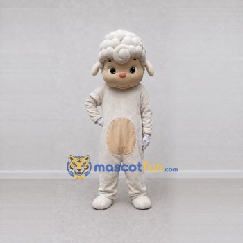 Custom Cream and Tan Lamb Mascot Costume Adult Full Body Suit for Farm Events Custom Cream and Tan Lamb Mascot Costume Adult Full Body Suit for Farm Events