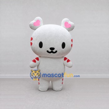 Custom White and Pink Heart-Eared Bunny Mascot Costume Adult Full Body Suit for Valentine's Events