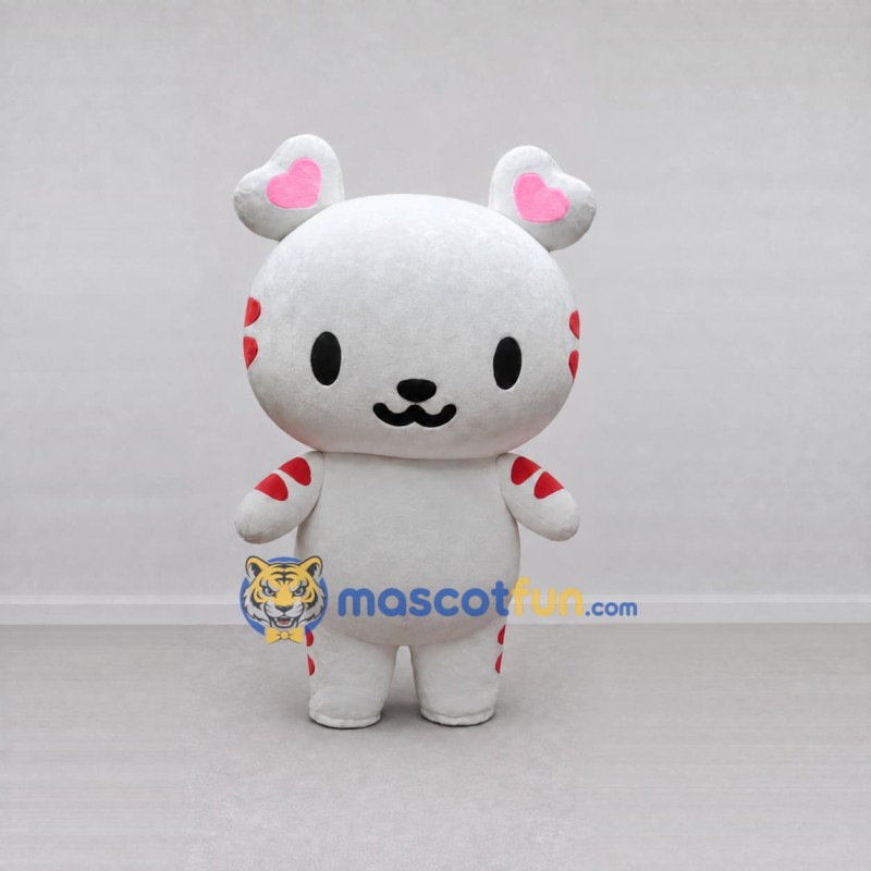 Custom White and Pink Heart-Eared Bunny Mascot Costume Adult Full Body Suit for Valentine's Events Custom White and Pink Heart-Eared Bunny Mascot Costume Adult Full Body Suit for Valentine's Events