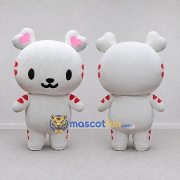 Custom White and Pink Heart-Eared Bunny Mascot Costume Adult Full Body Suit for Valentine's Events