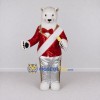 Custom White Red and Silver Marching Band Polar Bear Mascot Costume Adult Full Body Suit for Parade Events Custom White Red and Silver Marching Band Polar Bear Mascot Costume Adult Full Body Suit for Parade Events