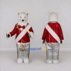 Custom White Red and Silver Marching Band Polar Bear Mascot Costume Adult Full Body Suit for Parade Events Custom White Red and Silver Marching Band Polar Bear Mascot Costume Adult Full Body Suit for Parade Events