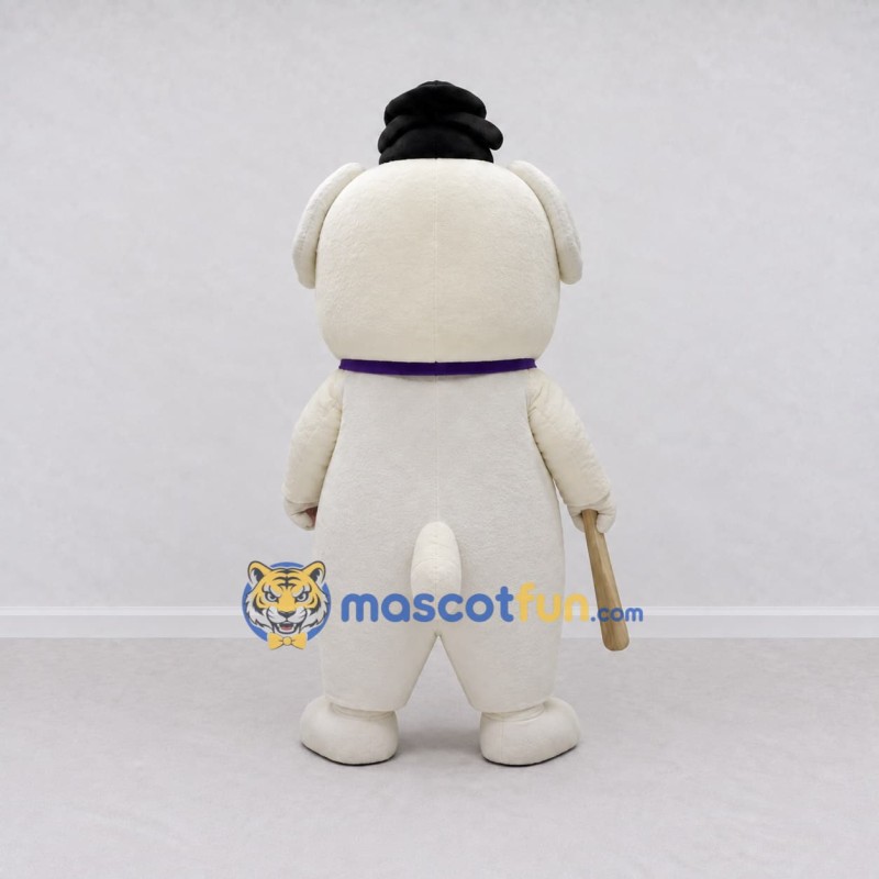 Custom Cream and Purple Dog with Hat Mascot Costume Adult Full Body Suit for Costume Parties