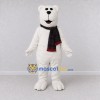 Custom White and Black Polar Bear with Scarf Mascot Costume Adult Full Body Suit for Winter Events Custom White and Black Polar Bear with Scarf Mascot Costume Adult Full Body Suit for Winter Events