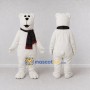 Custom White and Black Polar Bear with Scarf Mascot Costume Adult Full Body Suit for Winter Events