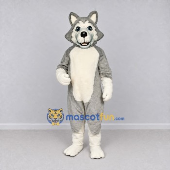 Custom Gray and Cream Wolf Mascot Costume Adult Full Body Suit for School Events Custom Gray and Cream Wolf Mascot Costume Adult Full Body Suit for School Events