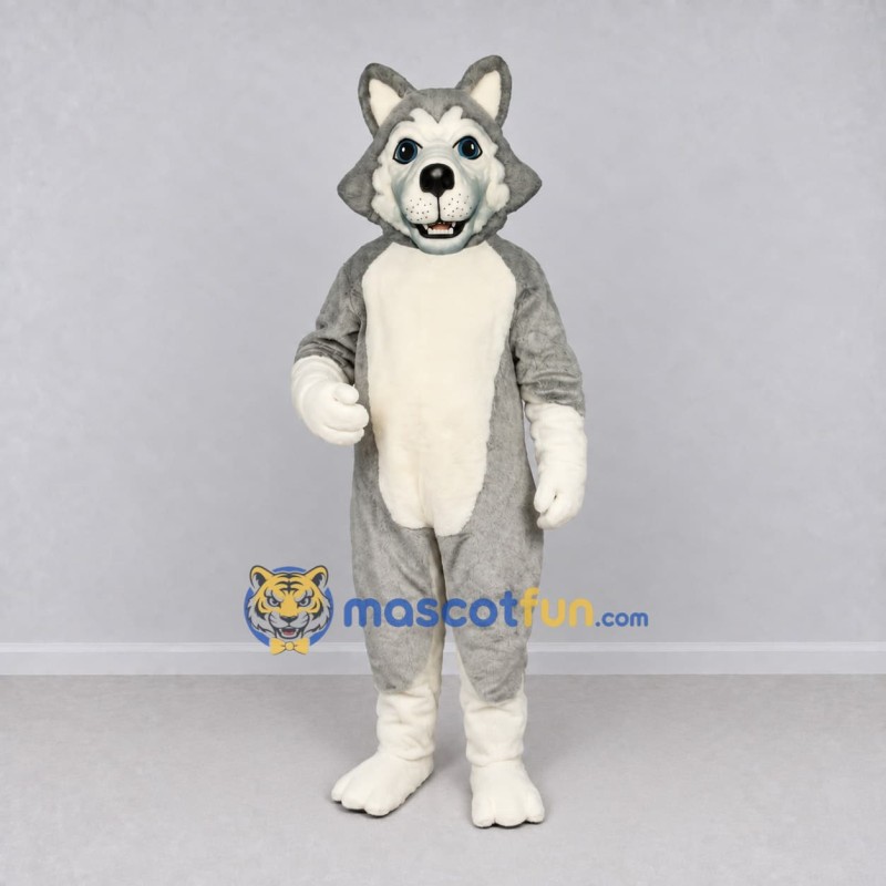 Custom Gray and Cream Wolf Mascot Costume Adult Full Body Suit for School Events Custom Gray and Cream Wolf Mascot Costume Adult Full Body Suit for School Events