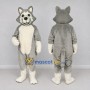 Custom Gray and Cream Wolf Mascot Costume Adult Full Body Suit for School Events