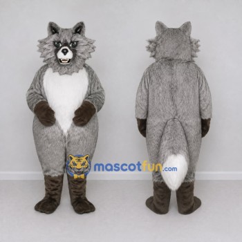 Custom Gray and White Fox Mascot Costume Adult Full Body Suit for Woodland Events