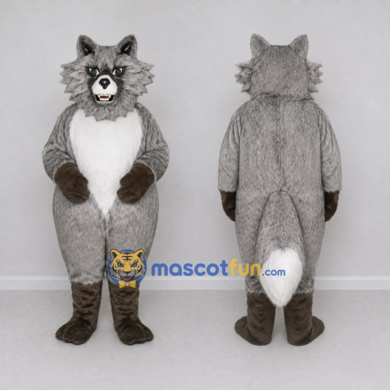 Custom Gray and White Fox Mascot Costume Adult Full Body Suit for Woodland Events Custom Gray and White Fox Mascot Costume Adult Full Body Suit for Woodland Events