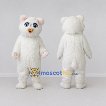Custom White Baby Bear Mascot Costume Adult Full Body Suit for Children's Events
