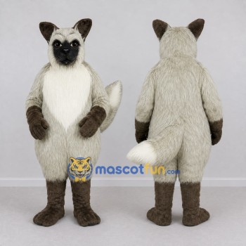 Custom Gray White and Black Canine Character Mascot Costume Adult Full Body Suit for Wildlife Events
