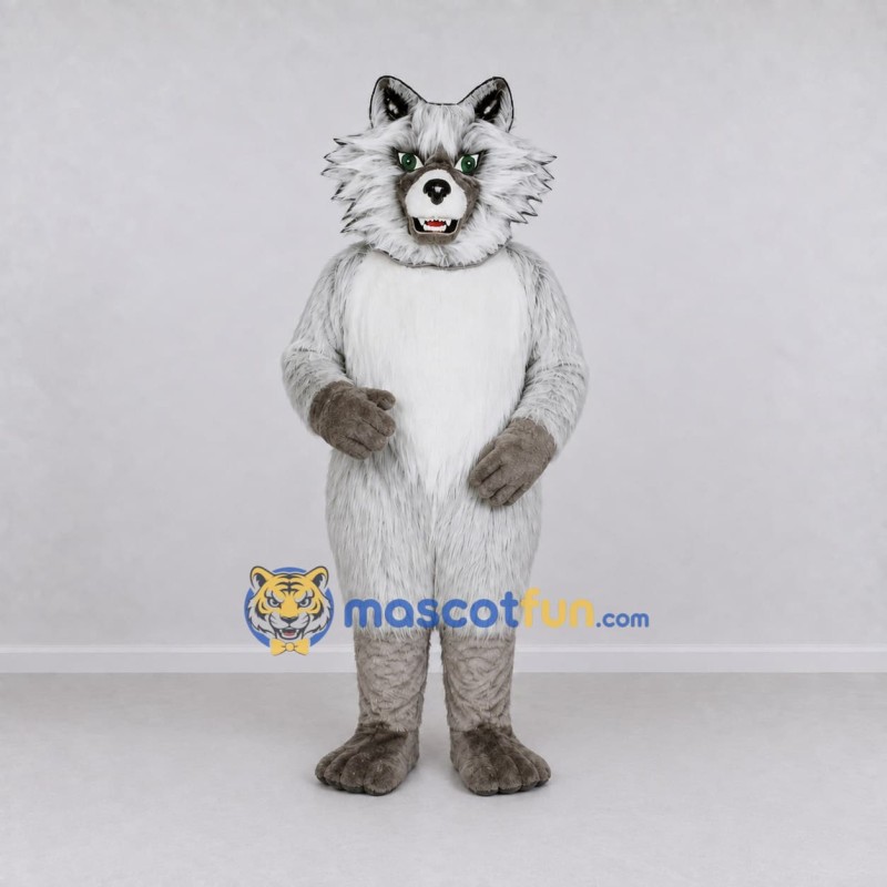 Custom Gray and White Fox Mascot Costume Adult Full Body Suit for Woodland Events Custom Gray and White Fox Mascot Costume Adult Full Body Suit for Woodland Events