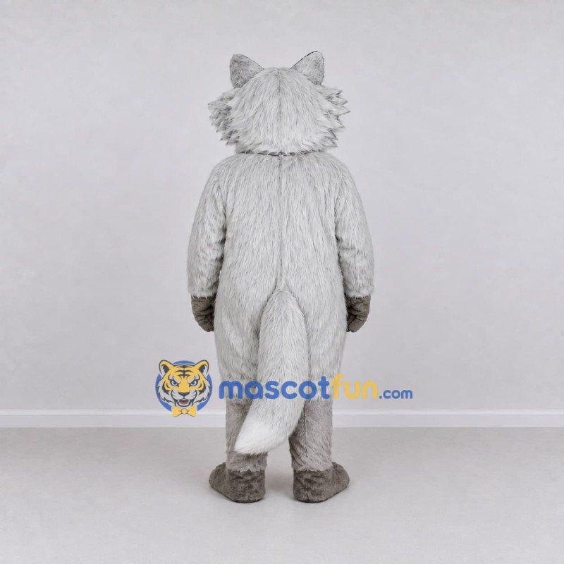 Custom Gray and White Fox Mascot Costume Adult Full Body Suit for Woodland Events Custom Gray and White Fox Mascot Costume Adult Full Body Suit for Woodland Events