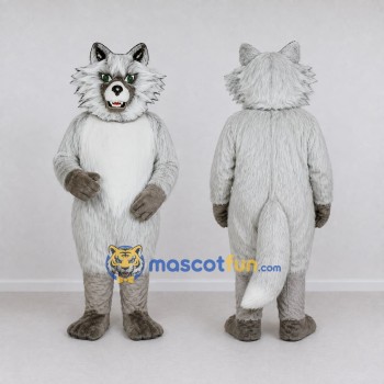 Custom Gray and White Fox Mascot Costume Adult Full Body Suit for Woodland Events