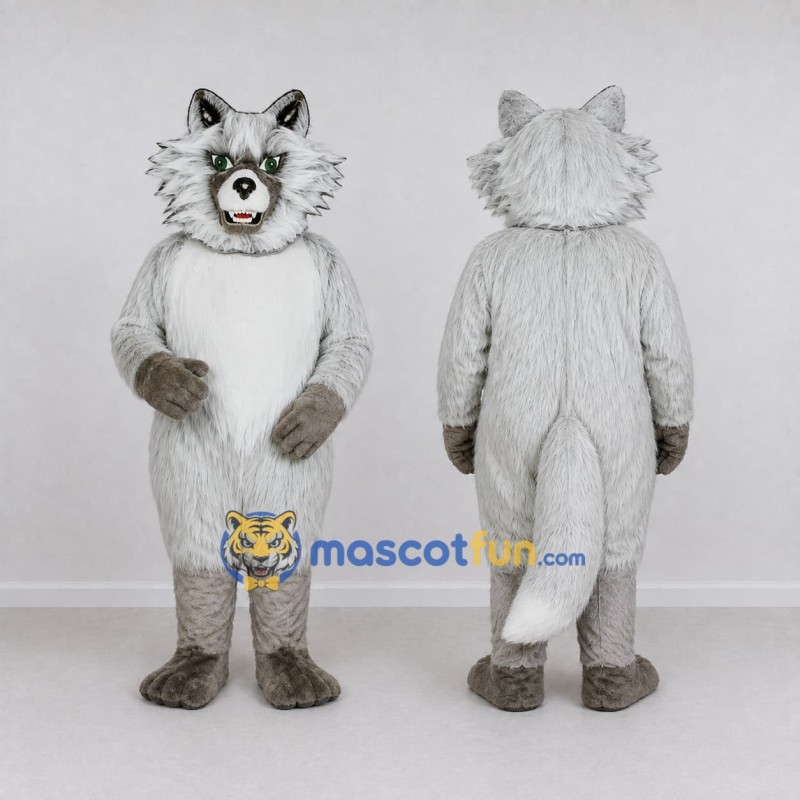 Custom Gray and White Fox Mascot Costume Adult Full Body Suit for Woodland Events Custom Gray and White Fox Mascot Costume Adult Full Body Suit for Woodland Events