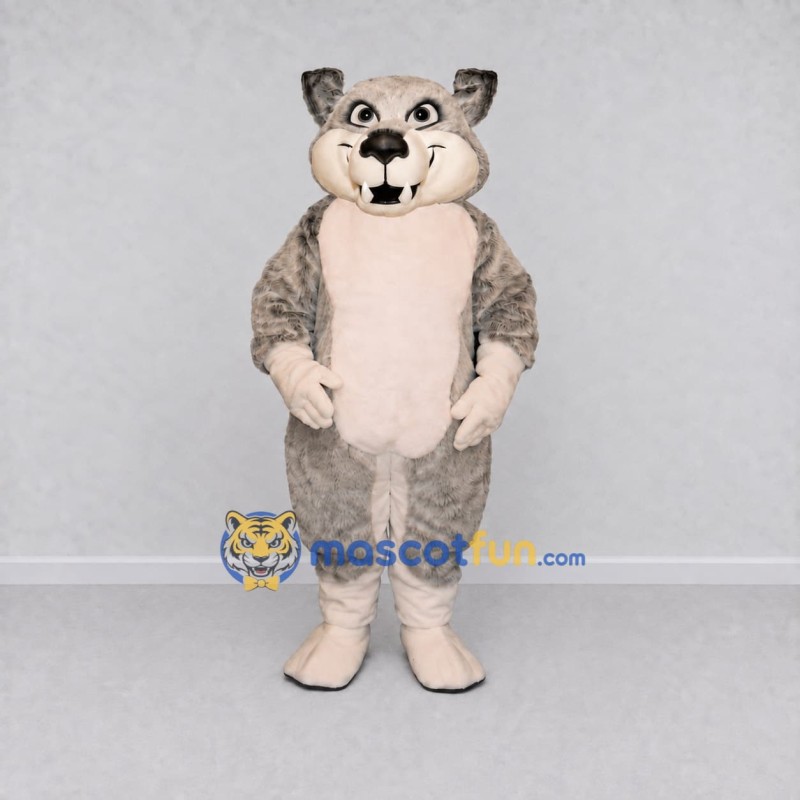 Custom Gray and Cream Wolf Mascot Costume Adult Full Body Suit for School Events Custom Gray and Cream Wolf Mascot Costume Adult Full Body Suit for School Events