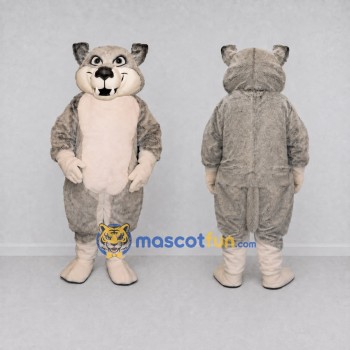 Custom Gray and Cream Wolf Mascot Costume Adult Full Body Suit for School Events