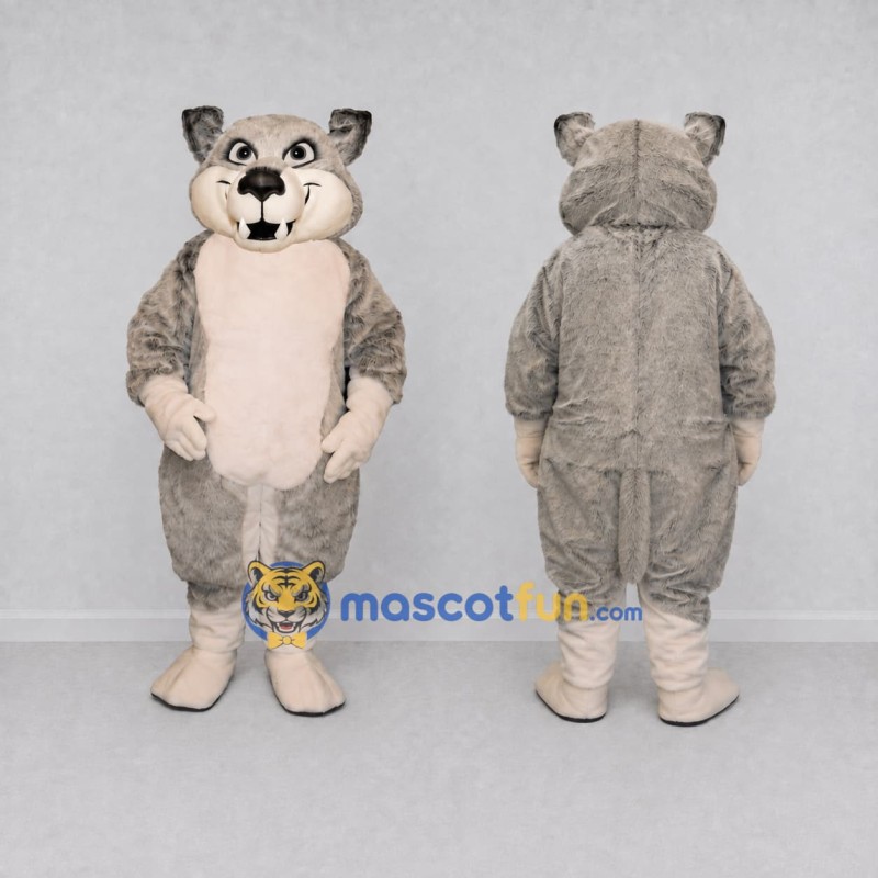 Custom Gray and Cream Wolf Mascot Costume Adult Full Body Suit for School Events Custom Gray and Cream Wolf Mascot Costume Adult Full Body Suit for School Events