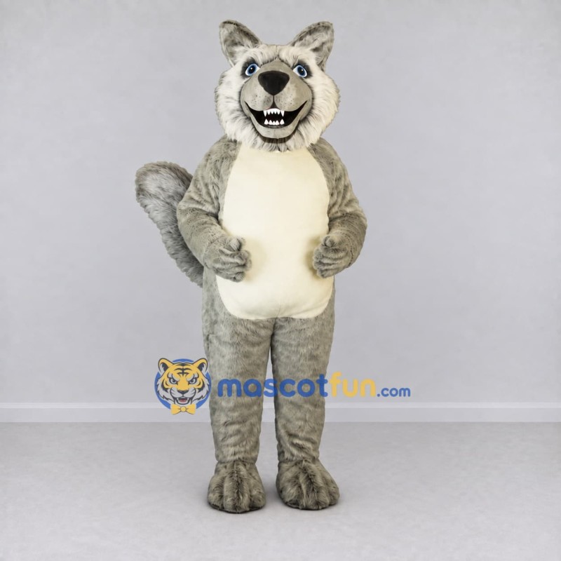 Custom Gray and Cream Wolf Mascot Costume Adult Full Body Suit for Wildlife Events Custom Gray and Cream Wolf Mascot Costume Adult Full Body Suit for Wildlife Events
