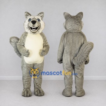 Custom Gray and Cream Wolf Mascot Costume Adult Full Body Suit for Wildlife Events