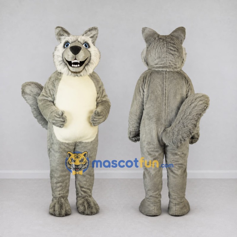 Custom Gray and Cream Wolf Mascot Costume Adult Full Body Suit for Wildlife Events Custom Gray and Cream Wolf Mascot Costume Adult Full Body Suit for Wildlife Events
