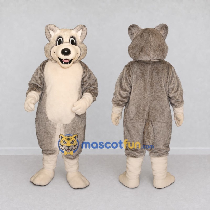 Custom Gray and Cream Wolf Mascot Costume Adult Full Body Suit for School Events Custom Gray and Cream Wolf Mascot Costume Adult Full Body Suit for School Events
